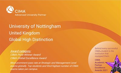 Image of CIMA Nottingham global high distinction award
