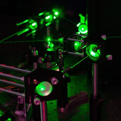 A laser emitting green light.