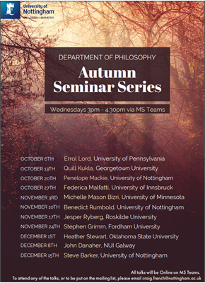 Autumn Philosophy Seminar Series Poster