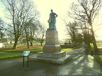 A statue of Robert Peel in Hyde Park, Leeds