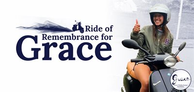 Ride of Remembrance for Grace with a picture of Grace on her moped