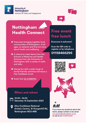 Event poster in piink and dark blue outlining the event details (same wording as event description on this page)