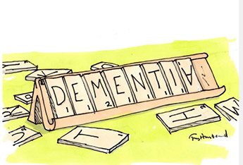 dementia spelled out in scrabble tiles illustration