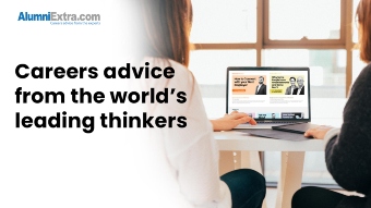 People using a laptop with wording: Careers advice from the world's leading thinkers