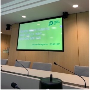 An LCD screen in a room in the Baden-Württemberg Parliament