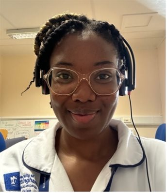 Havanah Virtue-James in her clinical uniform in a hospital