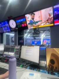 View of a number of screens in a LBC studio
