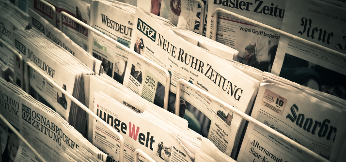German newspapers in a rack