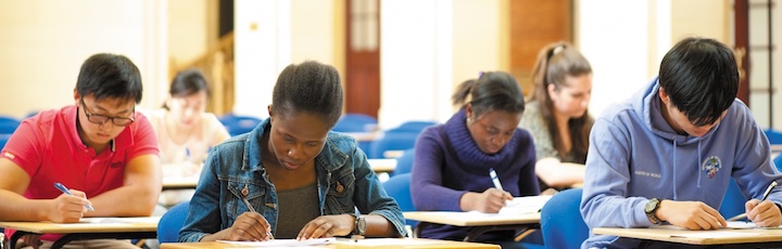 Students taking an exam