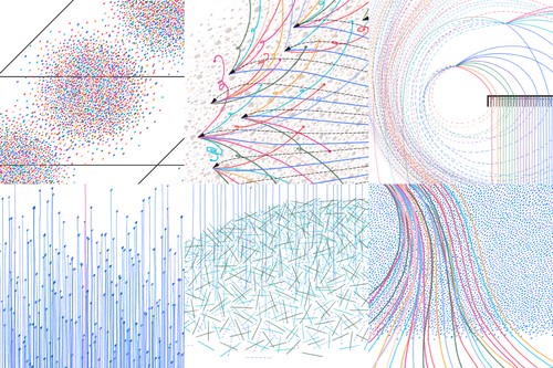 Design work from the "Data Murmurations: Points in flight" project