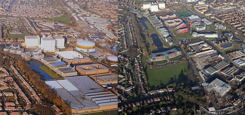 Jubilee Campus aerial shots from 1999 and 2017