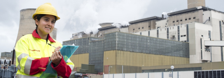 Female undergraduate student working at E-On, Nottingham 714x249