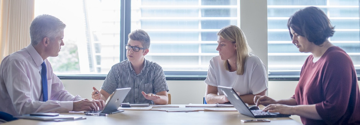 Communications heads of section team meeting, Pope Building 714x249