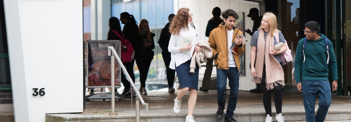 Group of Students outside Engineering 714x249