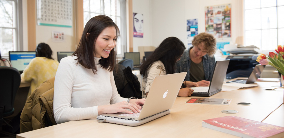 Postgraduate students in the Translation and Interpretation Suite, University Park