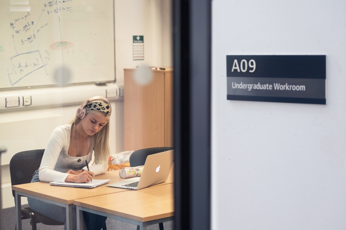A student a booked space on campus.