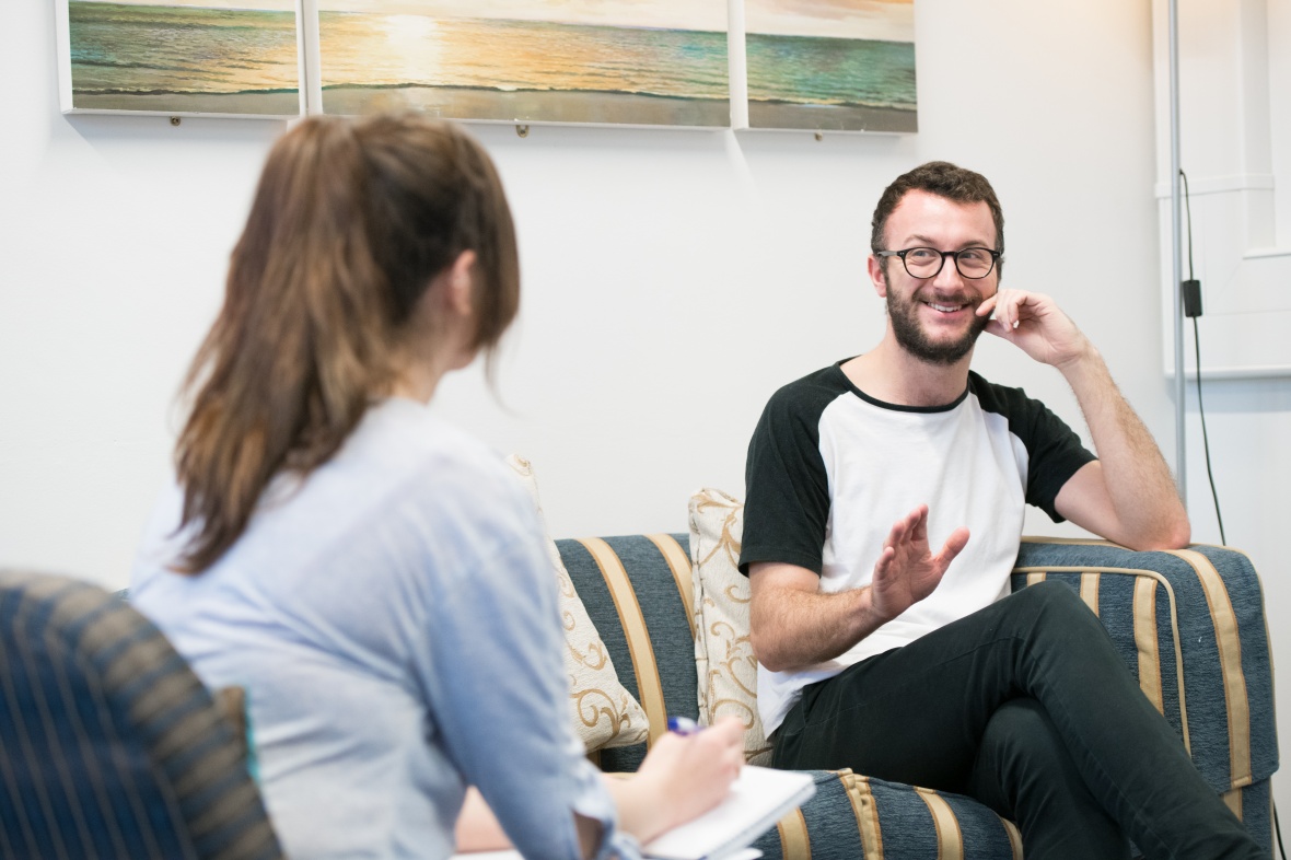A student using the counselling service