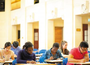 internation students writing exam