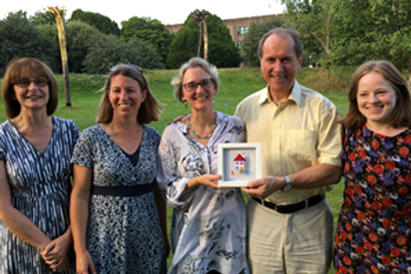 A photograph taken on University Park in 2020 of the University of Nottingham team involved in The Harmonising Outcome Measures for Eczma (HOME) initiative, founded in 2008