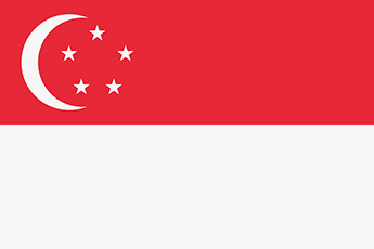 Singapore flag - red top halve with whote crescent and five stars and pain white bottom half
