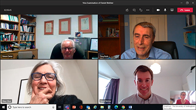 Screenshot participants in Daniel Belcher's viva