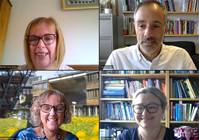 Maria Pearson in her online viva with examiners and supervisor