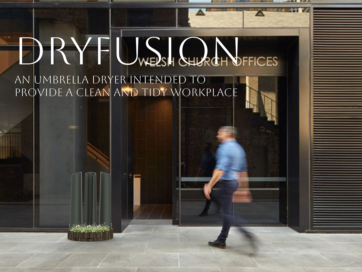 DryFusion, an umbrella dryer intended to provide a clean and safe workplace