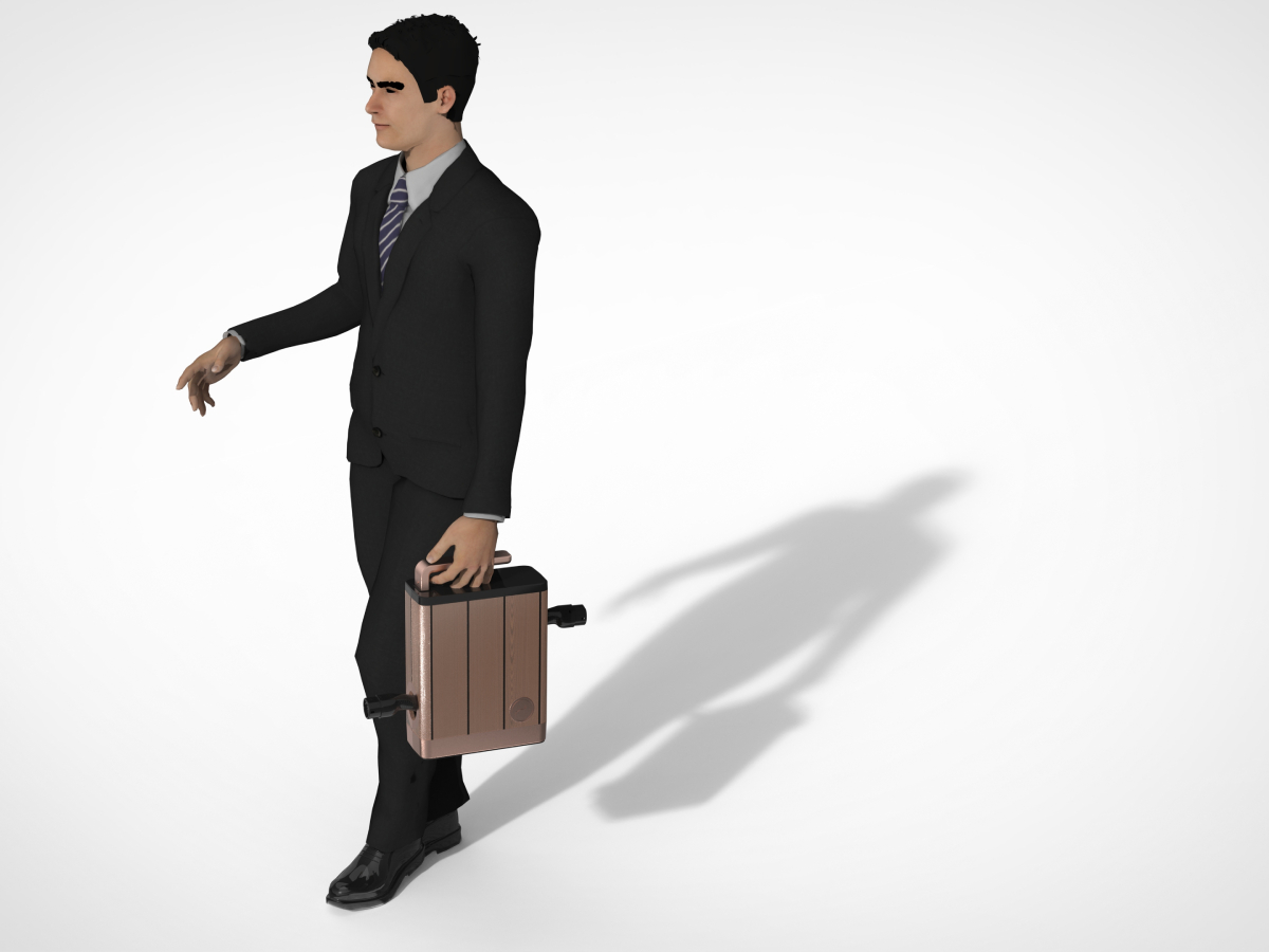 An animated person carrying Catalyst - EV Cable Management