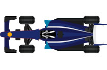 A blue formula racing car.