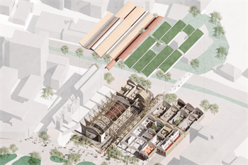 Architecture drawing of a street view.
