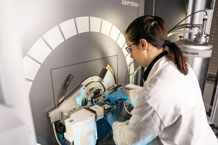 Technician using an X-Ray Diffraction Machine