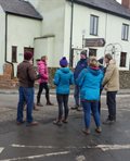 A group of teachers attend a field trip learning about place-names in Shropshire.