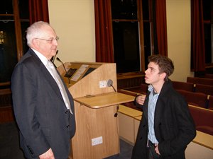 Martin Wolf Speaking with student after lecture
