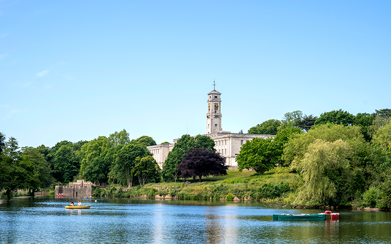 Trent building and the lake