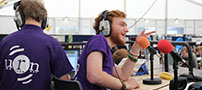 Student presenters on University Radio Nottingham at one of the University's Welcome Fairs'