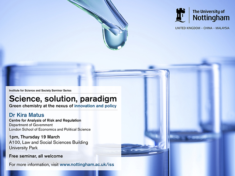 Science, solution, paradigm: green chemistry at the nexus of innovation and policy
