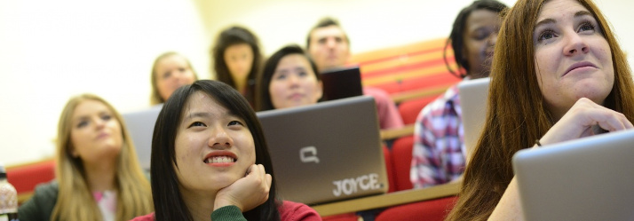 Undergraduate students attending a lecture in Sir Cliver Granger Building - University Park 714x249