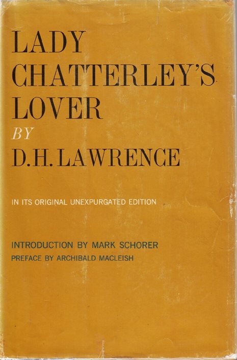 Worn orange book cover for Lady Chatterley's Lover by D. H. Lawrence