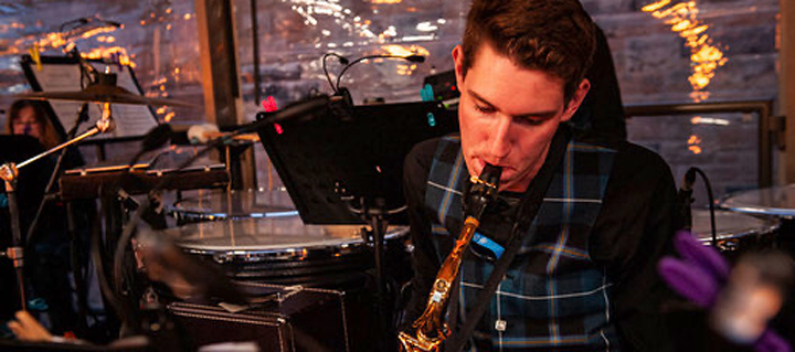 Kyle Campbell playing the saxophone