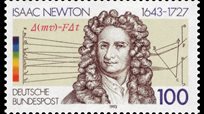 A stamp from Deutsche Bunespost with Sir Issac Newtons