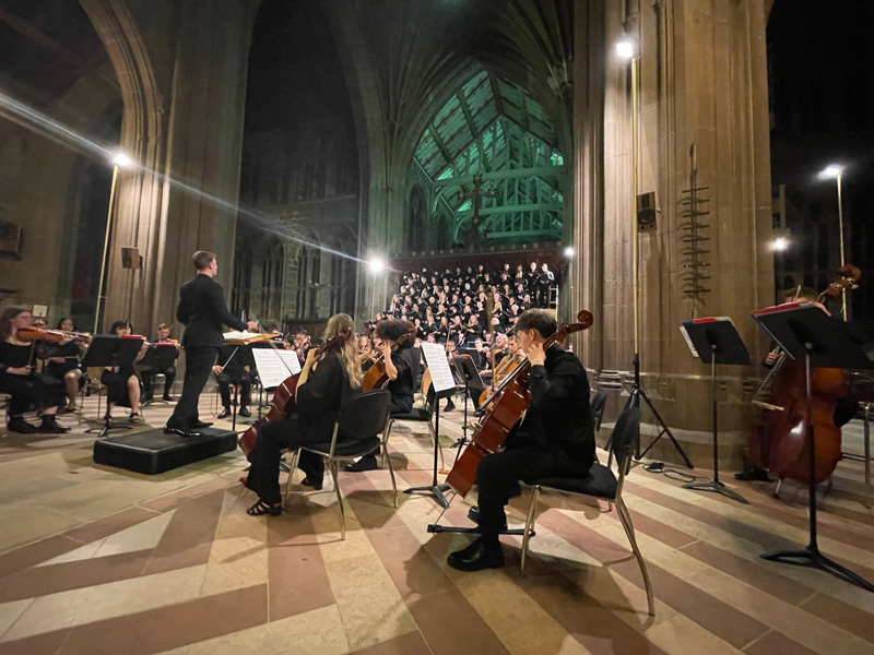 Musicians playing a concert at St Mary's Church, in Nottingham