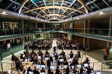 University Philharmonia with BBC Concert Orchestra and NTU Players in NTU Newton Court performing Screen Sounds as part of Soundstage Festival