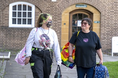 A student returns to campus this autumn