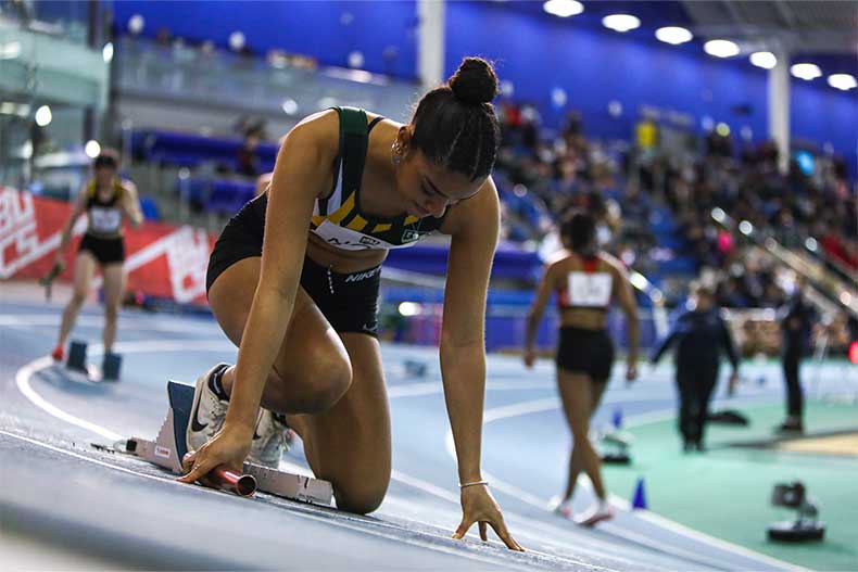 Athlete on running track