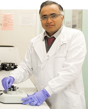 Madhu in the lab