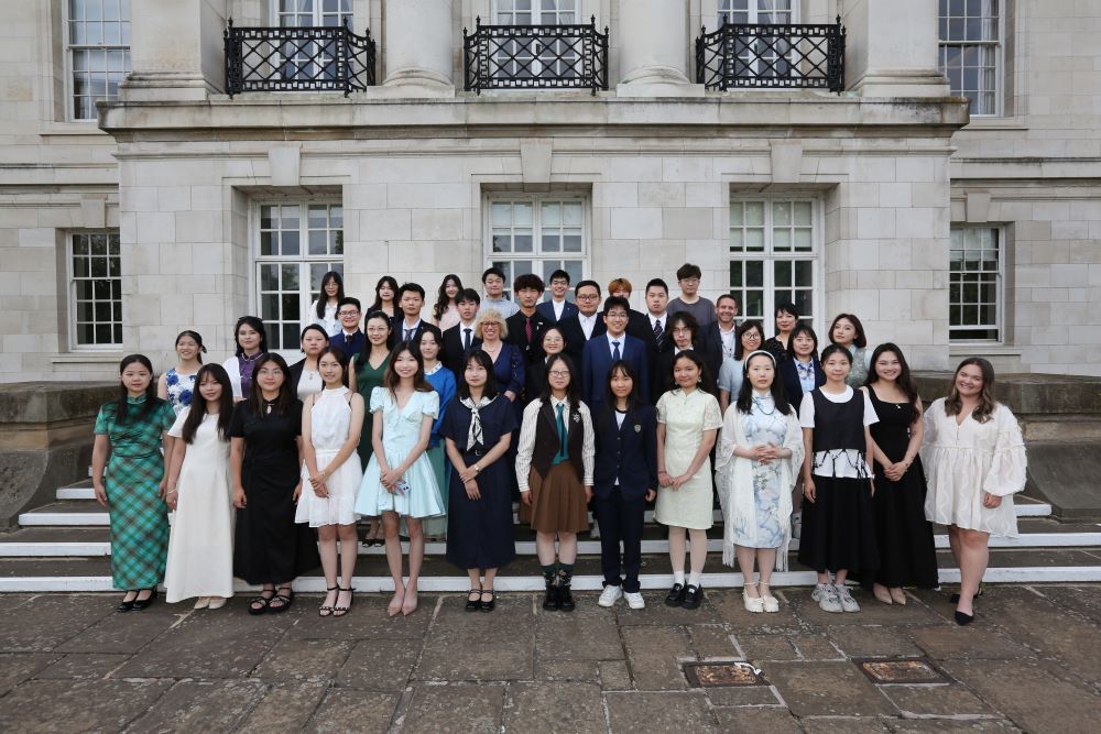 Summer school students standing outside Trent Building