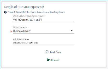 Screenshot of a Central store request showing "Pickup location" and "Additional info" fields