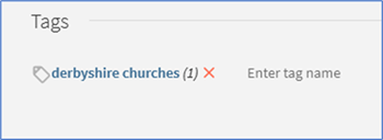 Screenshot of a tag added for "Derbyshire churches"