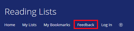 Reading list menu showing the Feedback option