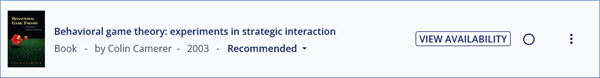 Reading list book showing the View Availability button